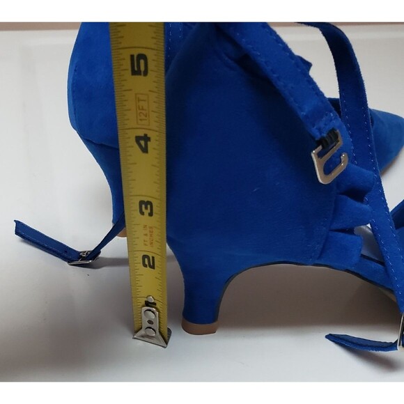 Shein Women's Royal Blue Pointed Toe Ankle Strap Sz 39 Faux Suede New W/O Box - Picture 6 of 11